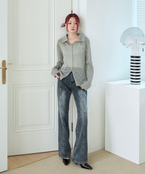 「UNE MANSION」 加工デニムパンツ LARGE ブルー レディース