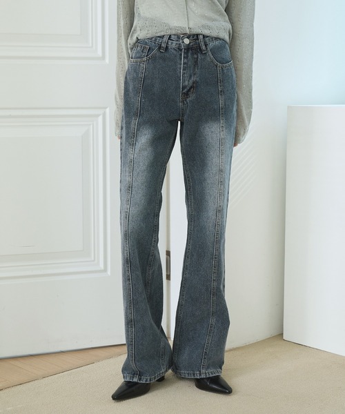 「UNE MANSION」 加工デニムパンツ LARGE ブルー レディース