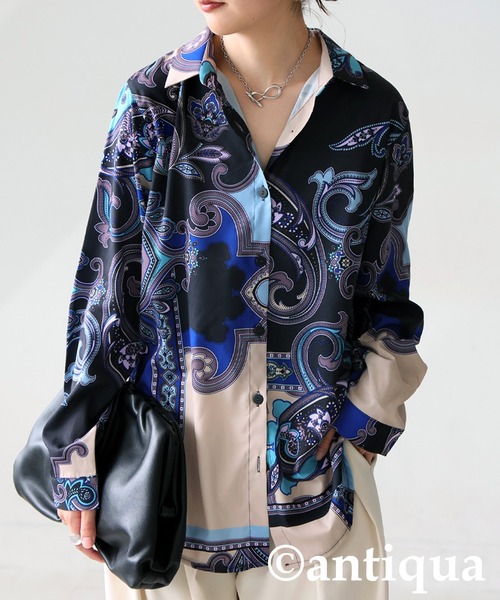 antiqua（アンティカ） ブラウス シャツ ペイズリー柄シャツ 