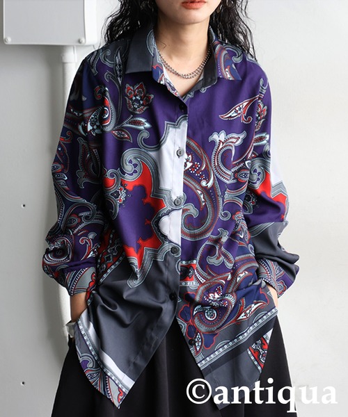 antiqua（アンティカ） ブラウス シャツ ペイズリー柄シャツ