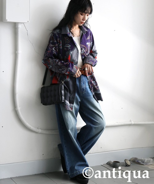 antiqua（アンティカ） ブラウス シャツ ペイズリー柄シャツ