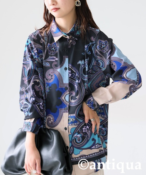 antiqua（アンティカ） ブラウス シャツ ペイズリー柄シャツ