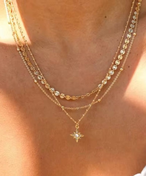 NO WAY ネックレス /Bz/レディース 3連ネックレス ゴールド(BDS