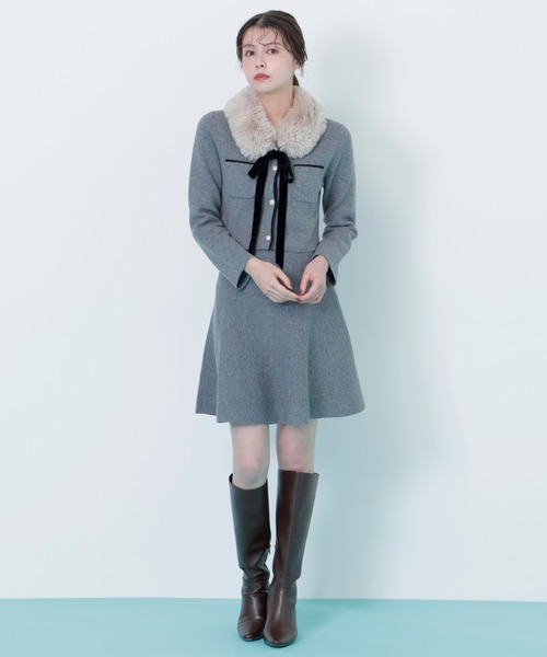 JILL by STUART ワンピース ファーティッペットニットセットアップ