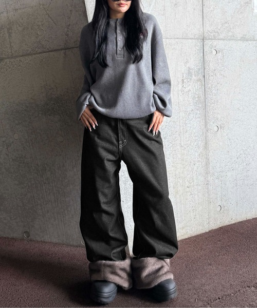 【ブラック】デニムライク 2WAY パンツ ジーンズ 2wayフェイクファーデニム メンズ レディース : ZOZOTOWN
