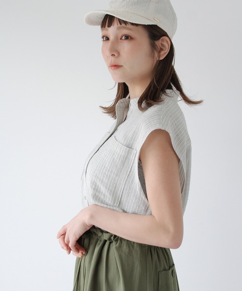 「Crisp」 半袖ブラウス FREE グレー レディース_画像5