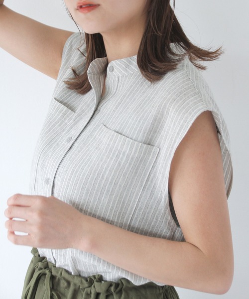 「Crisp」 半袖ブラウス FREE グレー レディース_画像6