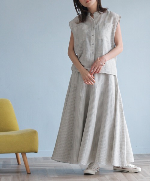 「Crisp」 半袖ブラウス FREE グレー レディース_画像8