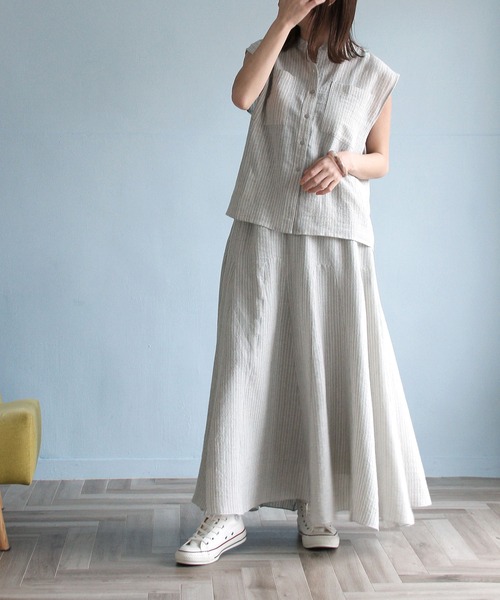 「Crisp」 半袖ブラウス FREE グレー レディース_画像9