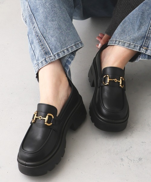 DIAMTE ブラックローファー 厚底 Mサイズ DIAMTE ブラックローファー