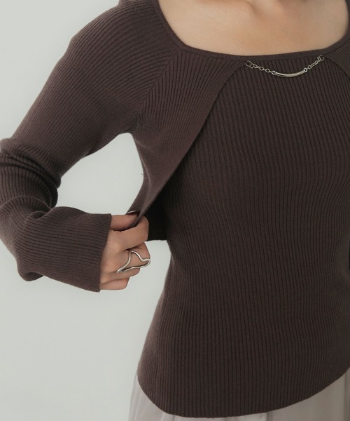 Elishe ニット セーター レイヤード風リブニット レディース