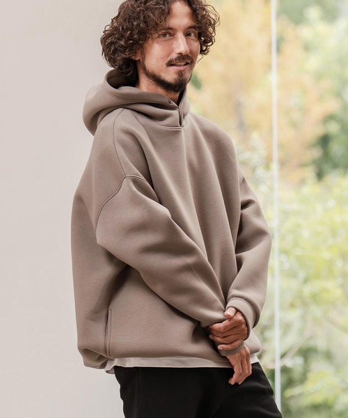 CAMBIO（カンビオ） パーカー mpa3979-ボンディングハイネックボタン