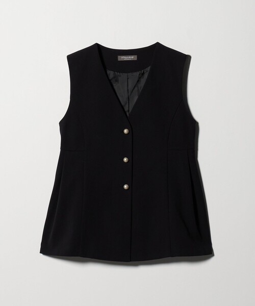 ✨美品✨リミフゥ ダブルジャケット ニット ベスト ブラック S THE CASUAL｜ダブルジップ畔編みドライバーズニットベストジップベスト