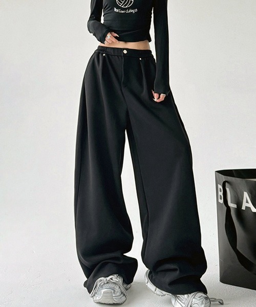 パンツ バレルレッグワイドスウェットパンツ / ルーズシルエット 韓国 空港コーデ ボトム レディース | lulufa | 01