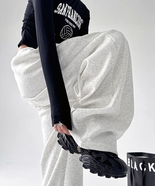 パンツ バレルレッグワイドスウェットパンツ / ルーズシルエット 韓国 空港コーデ ボトム レディース | lulufa | 09