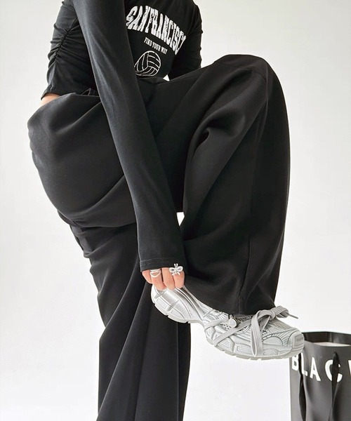 パンツ バレルレッグワイドスウェットパンツ / ルーズシルエット 韓国 空港コーデ ボトム レディース | lulufa | 06