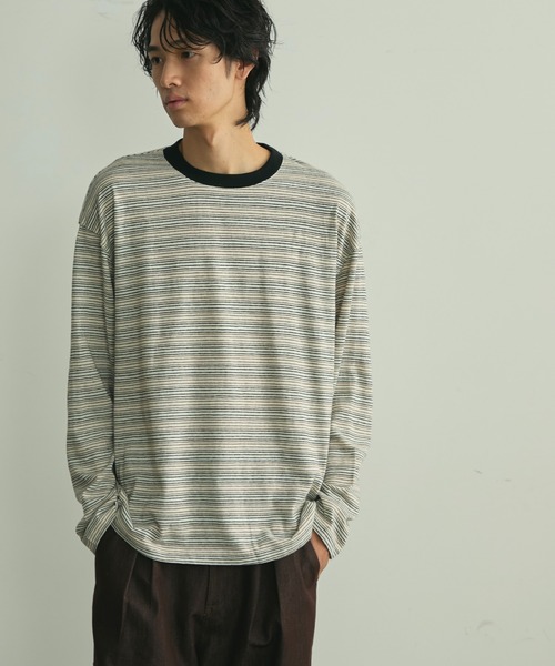 BLANK HOTEL tシャツ Multi-Stripe Ringer Long Sleeve Tee / マルチ