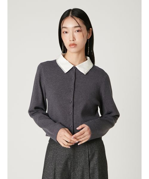 FRAY I.D（フレイ・アイディー） カーディガン パールトリムカラー