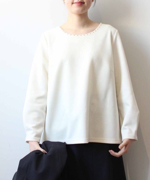 「fleur by mint breeze」 長袖カットソー LL オフホワイト レディース_画像5