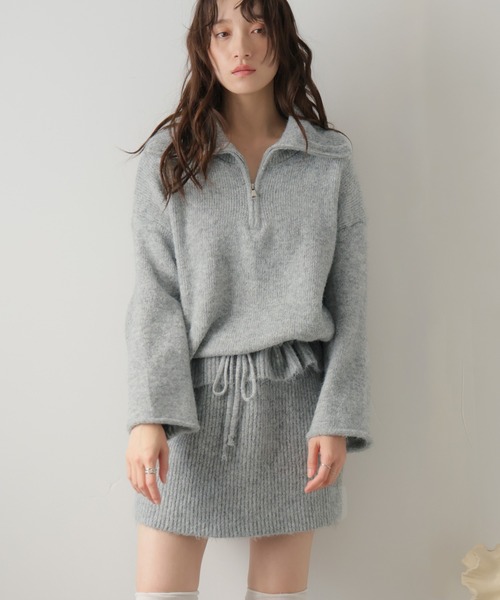 ULYSSES セットアップ セットアップ ハーフジップニット×ミニスカート