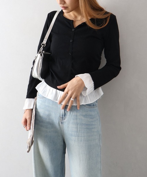 SpRay（スプレイ） tシャツ 裾フリルキーネック レディース : ZOZOTOWN