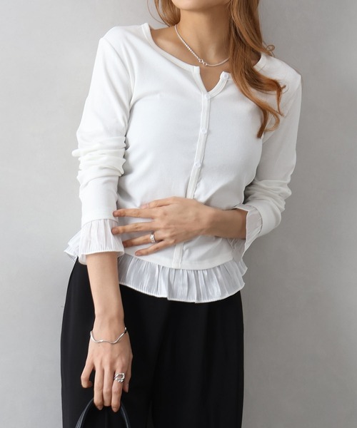 SpRay（スプレイ） tシャツ 裾フリルキーネック レディース : ZOZOTOWN