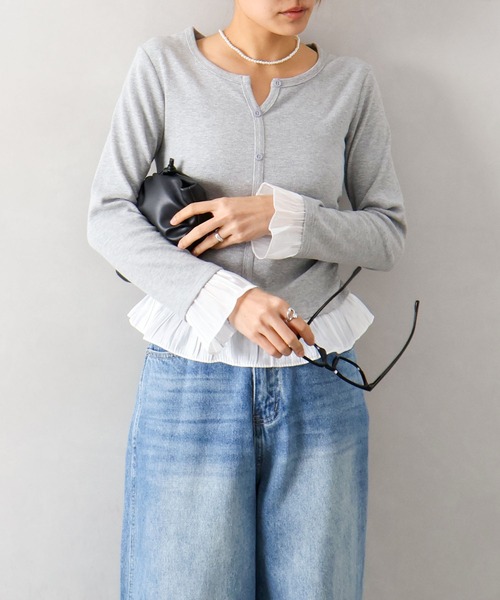 SpRay（スプレイ） tシャツ 裾フリルキーネック レディース : ZOZOTOWN