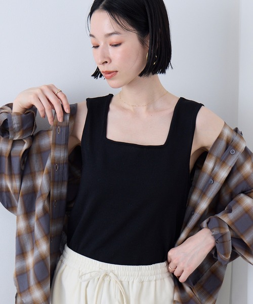 Aunely タンクトップ ノースリーブ 「Aunely」クールタッチ デコルテ