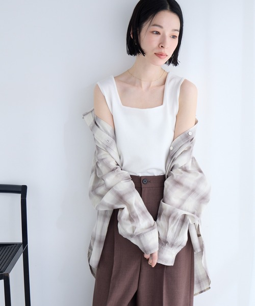 Aunely タンクトップ ノースリーブ 「Aunely」クールタッチ デコルテ