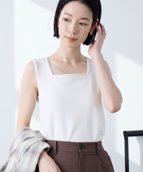 Aunely タンクトップ ノースリーブ 「Aunely」クールタッチ デコルテ