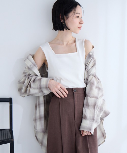 Aunely タンクトップ ノースリーブ 「Aunely」クールタッチ デコルテ