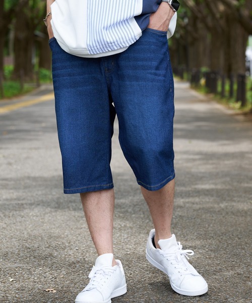 「Blue Standard 」 デニムハーフパンツ MEDIUM ブルー メンズ_画像6