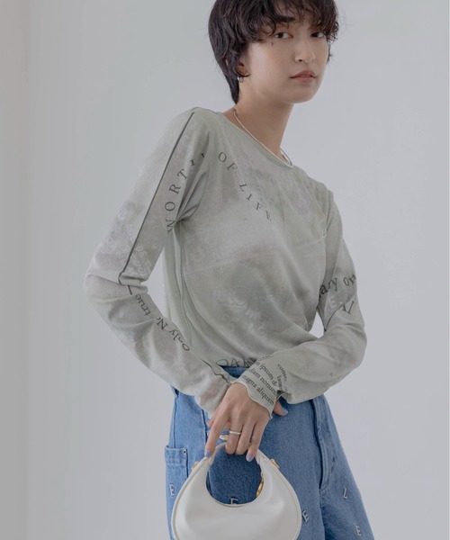 Eimee Law(エイミーロウ) デニムレースプリントシアートップス Eimee Law(エイミーロウ) デニムレースプリントシアートップス