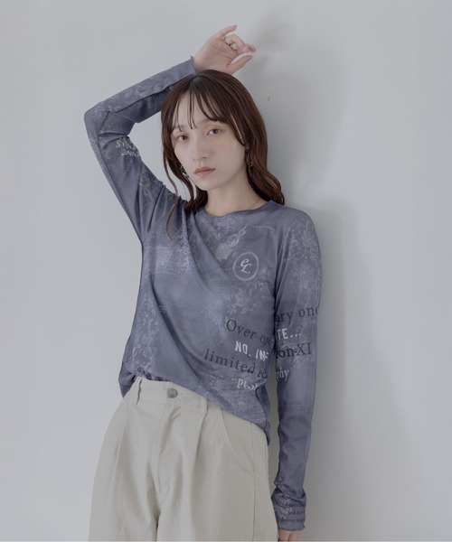 Eimee Law（エイミーロウ） デニムレースプリントシアートップス