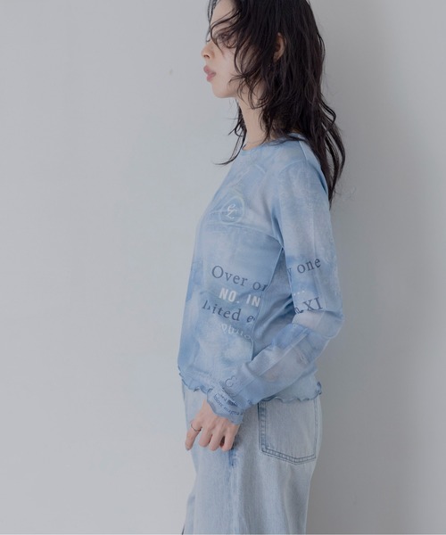 Eimee Law（エイミーロウ） デニムレースプリントシアートップス