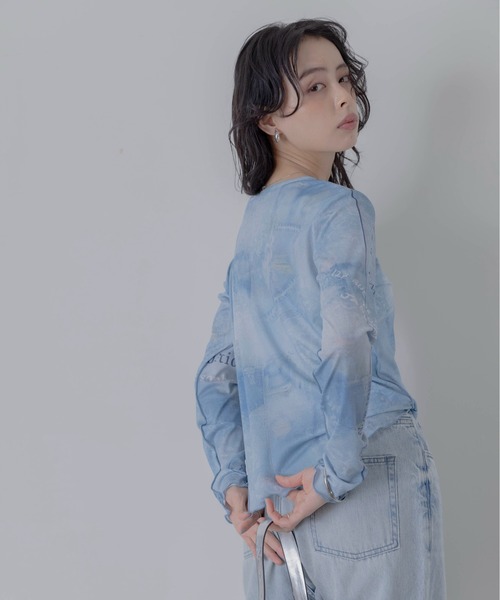 Eimee Law（エイミーロウ） デニムレースプリントシアートップス