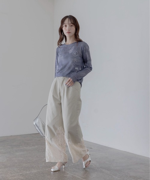 Eimee Law トップス Eimee Law（エイミーロウ） デニムレースプリントシアートップス