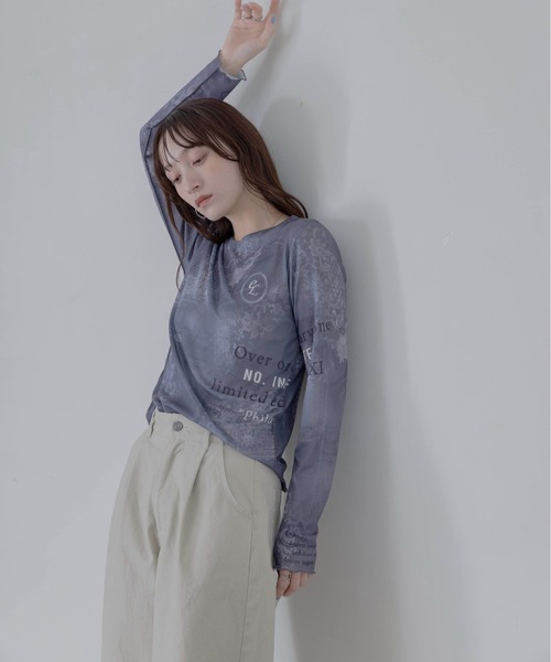 Eimee Law（エイミーロウ） デニムレースプリントシアートップス