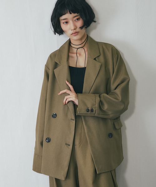 セットアップ ワイドパンツ＋テーラードジャケット2点ベーシック