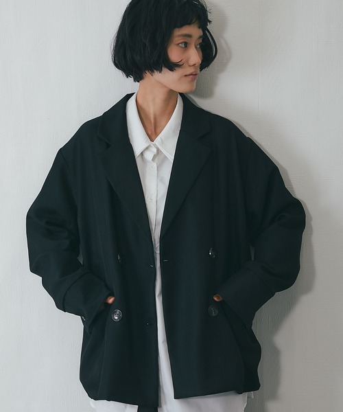 セットアップ ワイドパンツ＋テーラードジャケット2点ベーシック