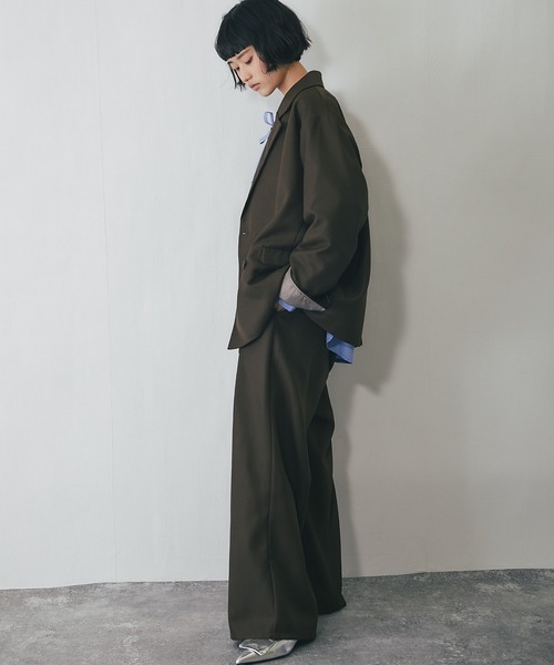 セットアップ ワイドパンツ＋テーラードジャケット2点ベーシック