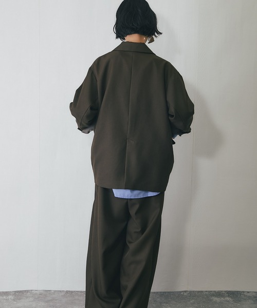 セットアップ ワイドパンツ＋テーラードジャケット2点ベーシック