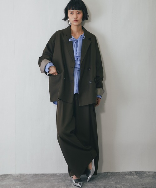 セットアップ ワイドパンツ＋テーラードジャケット2点ベーシック