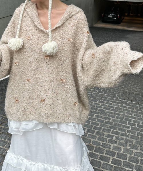 「Alley by w closet」 長袖ニット FREE ピンク レディース_画像9