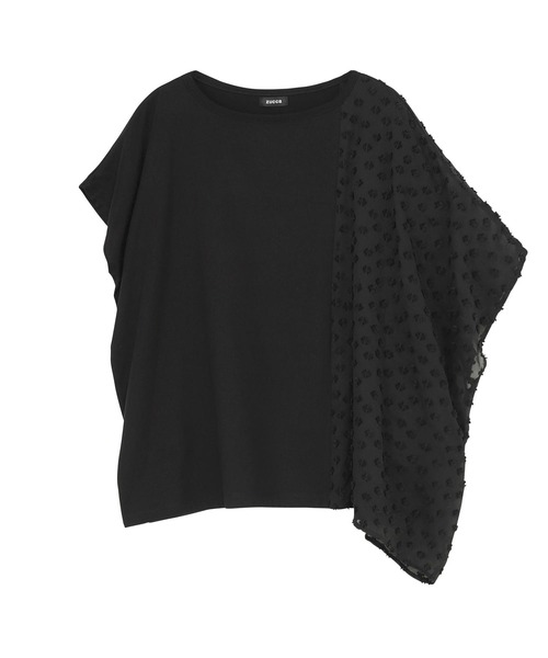 ZUCCa TUCK JERSEY 　トップス　新品未使用 ZUCCa（ズッカ） tシャツ (S)JACQUARD DOCKING JERSEY レディース