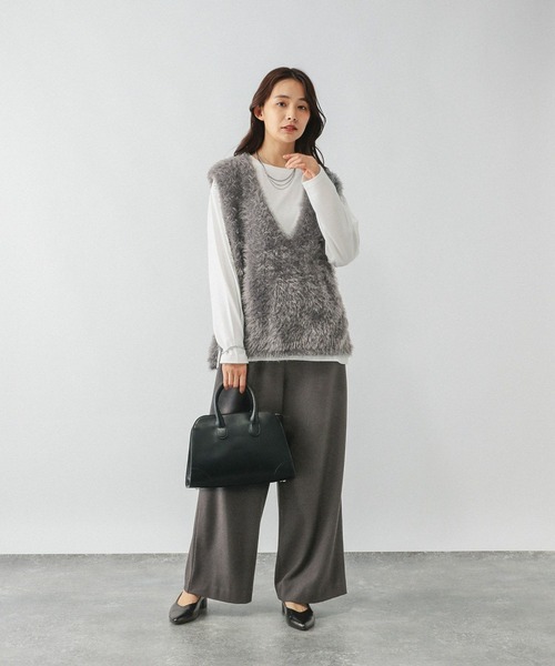 「GLOBAL WORK」 ニットベスト LARGE ダークブラウン レディース_画像3