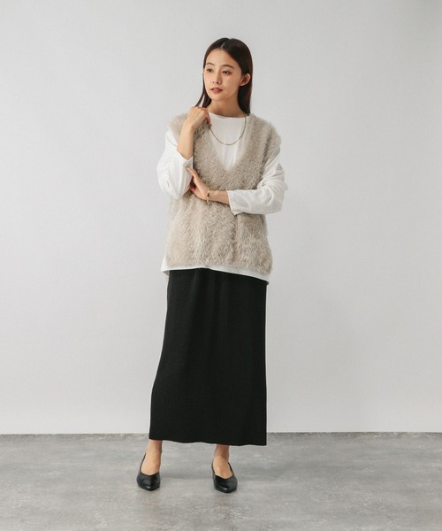 「GLOBAL WORK」 ニットベスト LARGE ダークブラウン レディース_画像6
