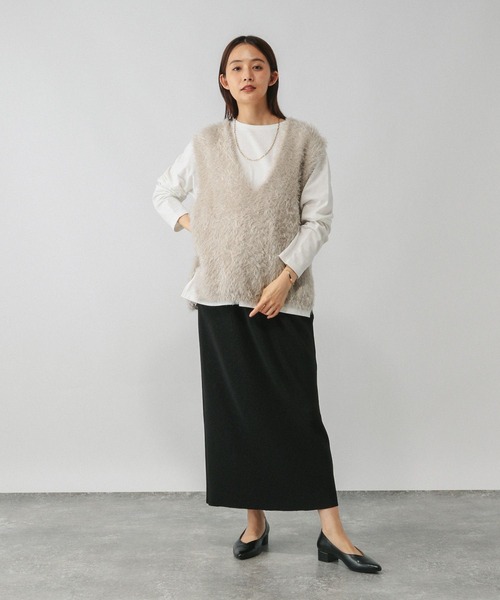 「GLOBAL WORK」 ニットベスト LARGE ダークブラウン レディース_画像7