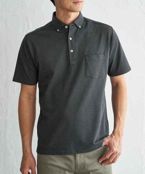 IKKA LOUNGE ポロシャツ アーバンDRY冷感スイスボタンダウンポロシャツ