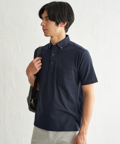 IKKA LOUNGE ポロシャツ アーバンDRY冷感スイスボタンダウンポロシャツ